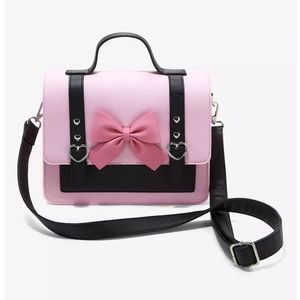Pink & Black Heart Buckle Crossbody Bag from Hot Topic